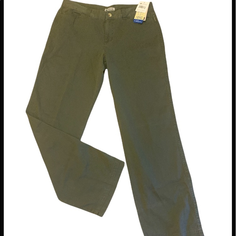 Columbia Women's Size 14 Regular Everyday Chino Pants Peatmoss Green 100% Cotton